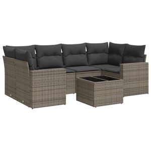 vidaXL 7-dijelni set vrtnih sofa sivi od poliratana