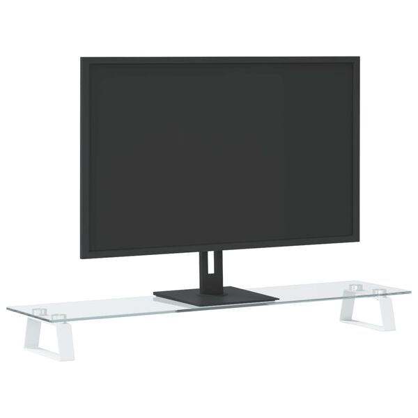 vidaXL Stalak za monitor bijeli 80x20x8 cm kaljeno staklo i metal