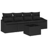 vidaXL Set sofe s jastukom s pohranom 5 pcs Crna poliratan