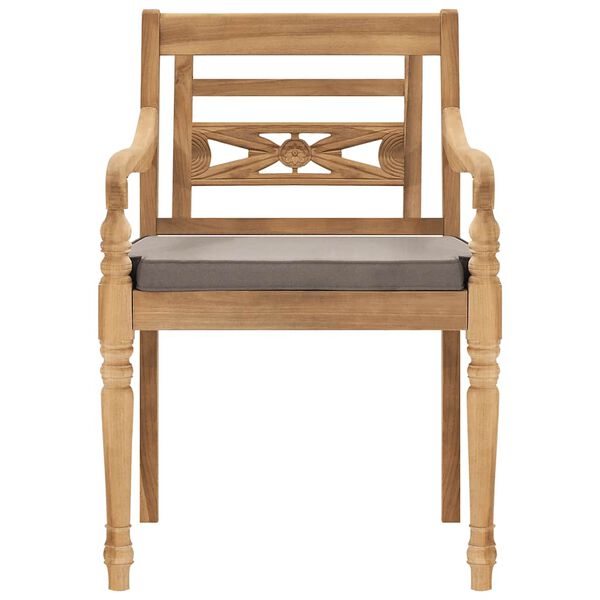 vidaXL 3-dijelni vrtni blagovaonski set s jastucima masivna tikovina