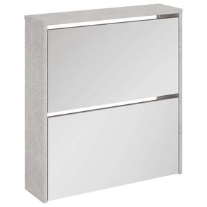 vidaXL Ormarić za cipele s ogledalom 2 razine boja betona 63x17x67 cm