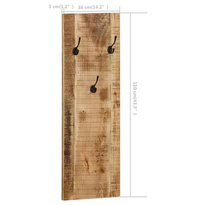 vidaXL Zidne vješalice za kapute od masivnog drva manga 2 kom 36 x 110 x 3 cm