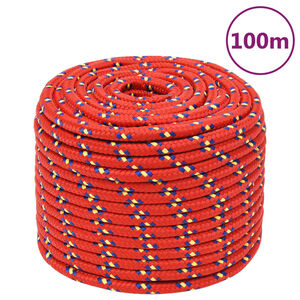vidaXL Brodski konop crveni 12 mm 100 m od polipropilena