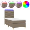 vidaXL Krevet box spring s madracem LED smeđesivi 100x200 cm tkanina