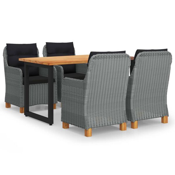 vidaXL 5-dijelni vrtni blagovaonski set od poliratana svjetlosivi