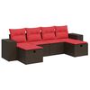 vidaXL 6-dijelni set vrtnih sofa od poliratana s jastucima smeđi