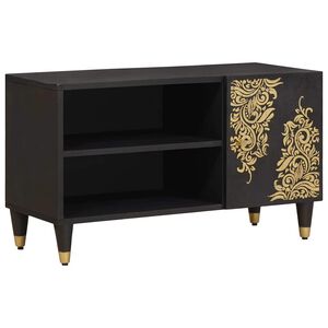 vidaXL TV ormar s policom Crna 80 x 33 x 46 cm Čvrsto drvo manga