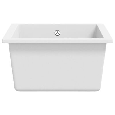 vidaXL Kuhinjski sudoper s otvorom protiv prelijevanja bijeli granitni