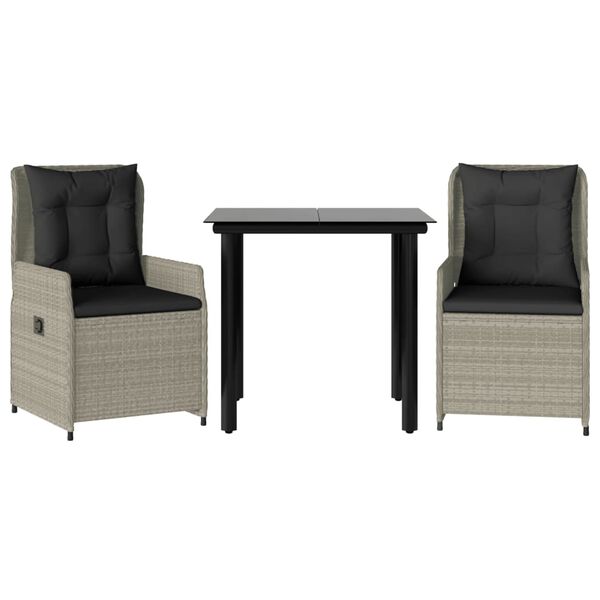 vidaXL 3-dijelni vrtni blagovaonski set svjetlosivi od poliratana