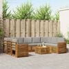 vidaXL Setovi sofa 10 pcs Prirodna i svijetlo siva Čvrsto drvo akacije