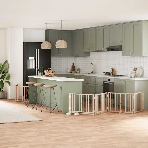 vidaXL Vrata za pse s vrata&scaron;cima 8 panela sklopiva 640 cm drvo topole