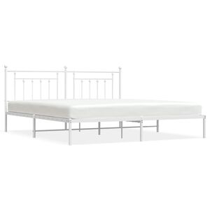 vidaXL Metalni okvir za krevet s uzglavljem bijeli 193x203 cm