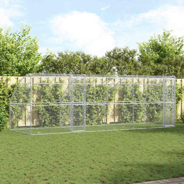 vidaXL Kućica za pse 3 pcs Srebrno 6 x 2 x 2 m Pocinčani čelik