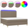 vidaXL Krevet box spring s madracem LED smeđesivi 180x200 cm tkanina
