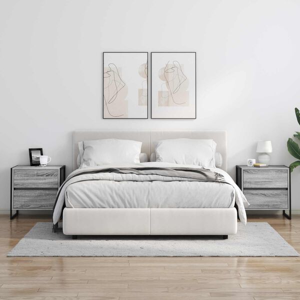 vidaXL Noćni ormarić Siva Sonoma 50 x 39.5 x 50 cm Konstruirano drvo