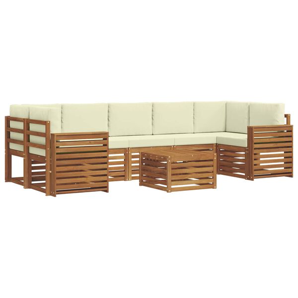 vidaXL Setovi sofa 8 pcs Prirodna i krem Čvrsto drvo akacije