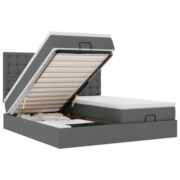 vidaXL Okvir kreveta s madracima tamnosivi 180x200cm tkanine