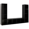 vidaXL TV ormarići 3 kom visoki sjaj crni 142,5x35x36,5 cm drveni