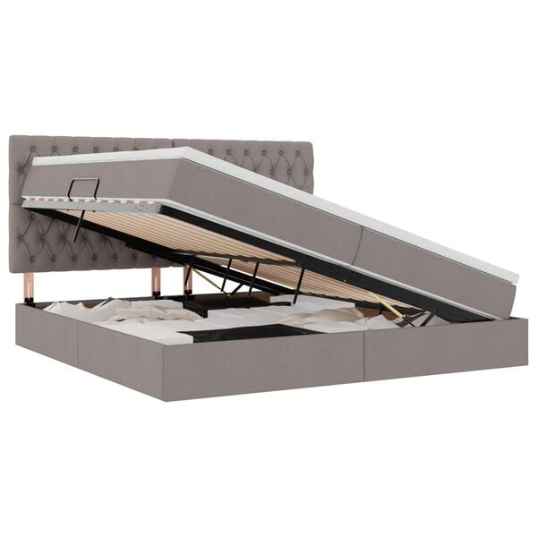 vidaXL Krevet s prostorom za pohranu s LED-om Sivo-smeđa 200 x 200 cm