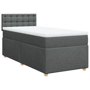 vidaXL Krevet box spring s madracem tamnosivi za 1 osobu tkanine