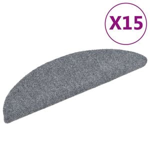 vidaXL Prostirke za stepenice, samoljepljive, 15 kom, 56x17x3 cm, svijetlo sive, poluokrugle