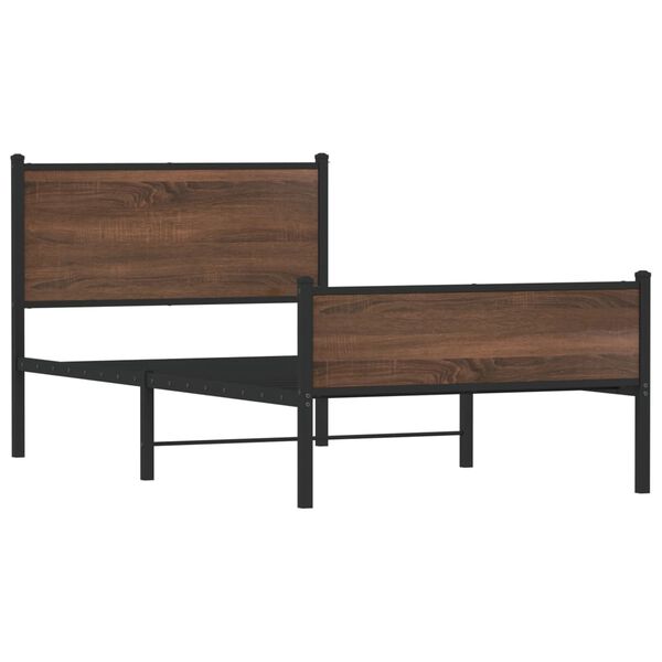 vidaXL Metalni okvir kreveta bez madraca smeđi hrast 100x190 cm