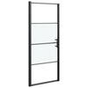 vidaXL Vrata za tu&scaron;-kabinu 81x195 cm napola mutno kaljeno staklo crna
