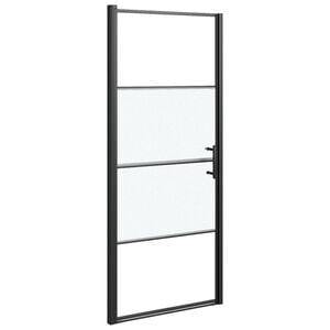 vidaXL Vrata za tu&scaron;-kabinu 81x195 cm napola mutno kaljeno staklo crna