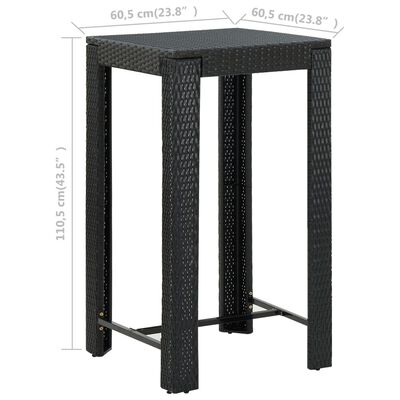 vidaXL Vrtni barski stol crni 60,5 x 60,5 x 110,5 cm od poliratana