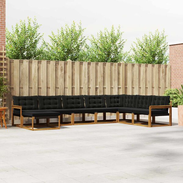 vidaXL Set vanjskih sofa 24 pcs Prirodna i crna Čvrsto drvo akacije