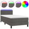 vidaXL Krevet box spring s madracem LED tamnosivi 100x200 cm bar&scaron;un