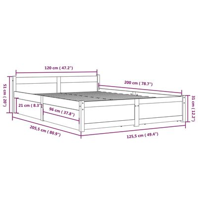 vidaXL Okvir za krevet s ladicama 120 x 200 cm