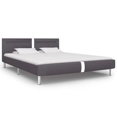vidaXL Okvir za krevet od umjetne kože LED svjetlom sivi 180x200 cm