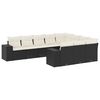 vidaXL 10-dijelni set vrtnih sofa s jastucima crni od poliratana