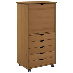 vidaXL Mobilni ormar 53 x 39 x 103 cm Čvrsto borovo drvo Medeno smeđa