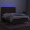 vidaXL Krevet box spring s madracem LED tamnosmeđi 140x200 cm tkanina