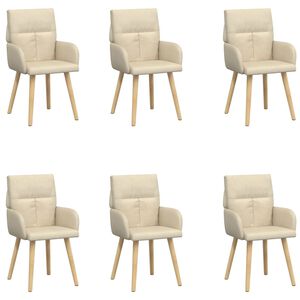 vidaXL Trpezarijske stolice 6 pcs Tkanina Krem 60 x 56 x 96 cm