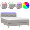 vidaXL Krevet box spring s madracem LED svjetlosivi 140x200 cm tkanina