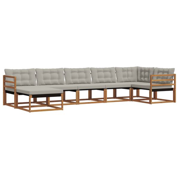 vidaXL Set vanjskih sofa s jastukom 7 pcs Prirodna i svijetlo siva