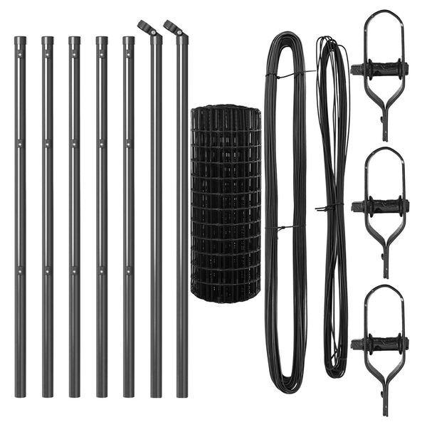 vidaXL Ograda s postovima Siva 0,4 x 10 m Čelik i PVC