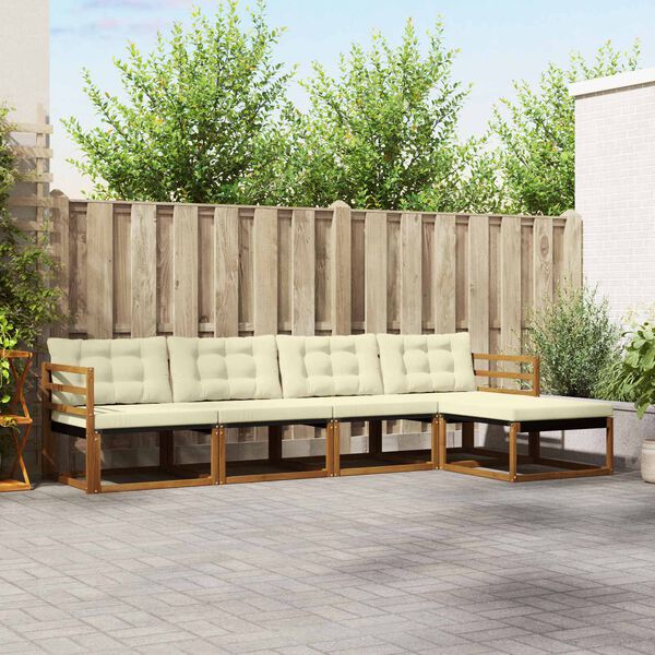 vidaXL Set vanjskih sofa s jastukom 5 pcs Prirodna i krem
