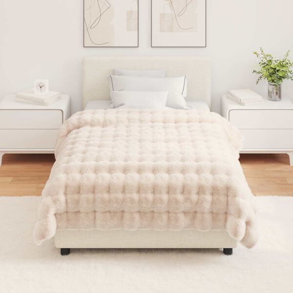 vidaXL Lažni zec deka Bež 130 x 150 cm Poliester