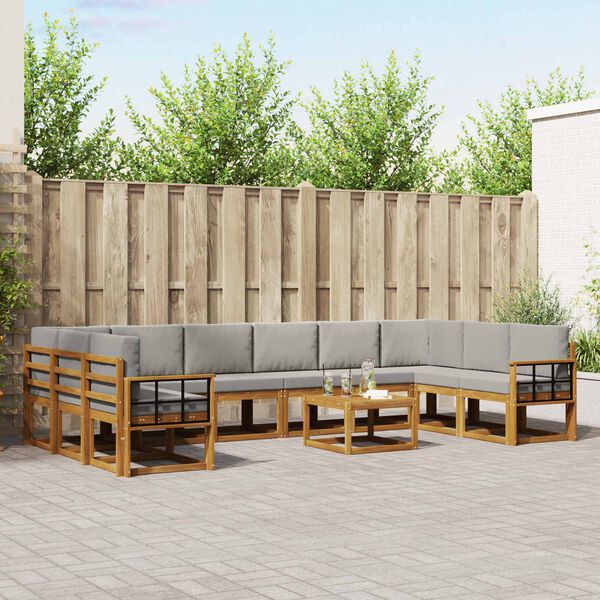 vidaXL Set vanjskih sofa s jastukom 11 pcs Prirodna i svijetlo siva
