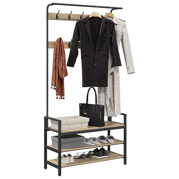 vidaXL Vje&scaron;alica za kapute s policom Sonoma hrast 95 x 34 x 184 cm