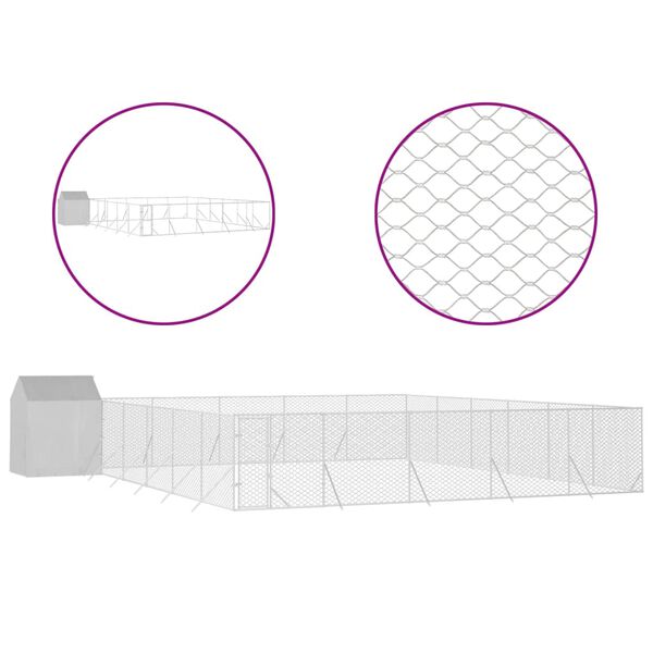 vidaXL Vanjski kavez za pse s krovom srebrni 12 x 12 x 2,5 m čelični