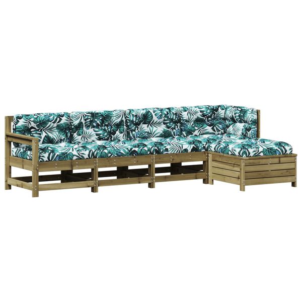 vidaXL 5-dijelna vrtna garnitura od impregnirane borovine s jastucima