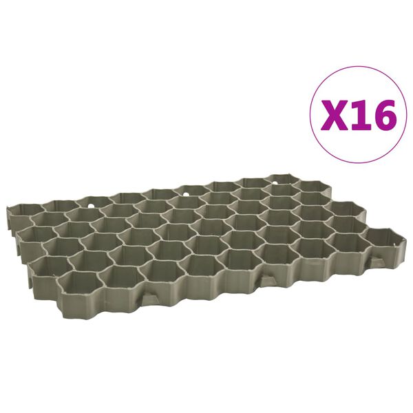 vidaXL Rešetke za travu 16 kom zelene 60 x 40 x 3 cm plastične