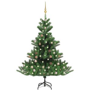 vidaXL Umjetno drvce kavka&scaron;ka jela LED s kuglicama zeleno 150 cm