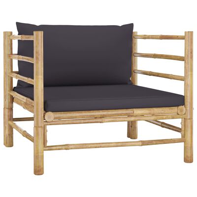 vidaXL Vrtna sofa od bambusa s tamnosivim jastucima