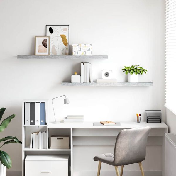 vidaXL Plutajuće zidne police 2 kom boja betona 120x23,5x3,8 cm MDF